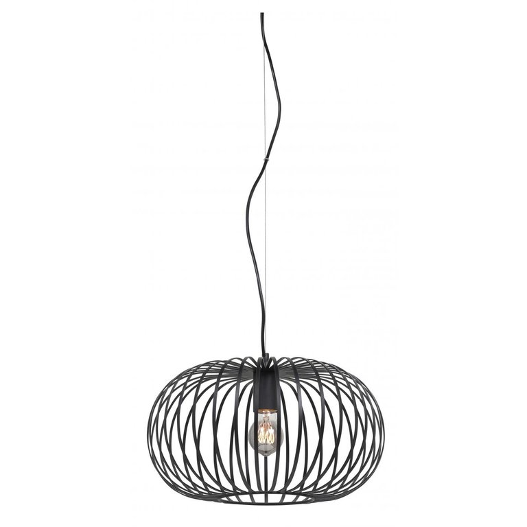 Houten hanglamp en zwarte plafonnière: Creëer contrast in je interieur